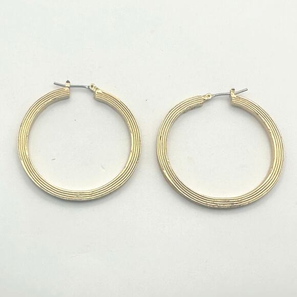 Ralph Lauren Gold Hoop Ribbed Earring Hoop RLL Coastal Cowgirl Western Jewelry - Picture 1 of 8